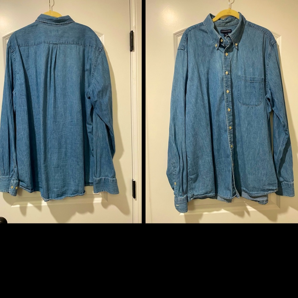LANDS END Denim Shirt - Men’s - XL Tall